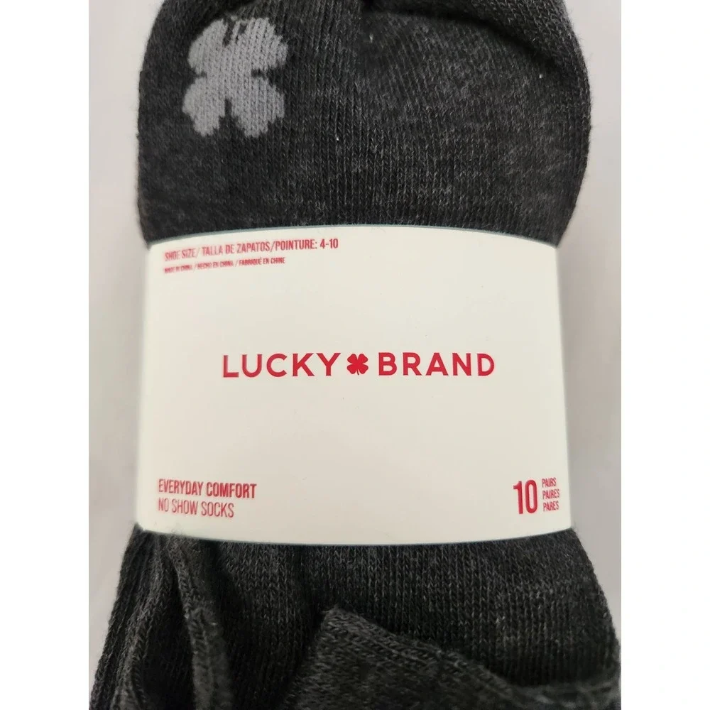 Lucky Brand Women's No Show Socks 10 Pairs Everyday Comfort Shoe Size 4-10 NWT